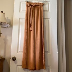 Peach/Nude Wide Leg Trousers w/ Bow Belt